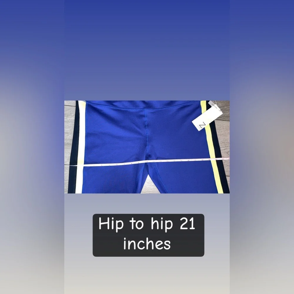 Z By Zella XXL High Rise Full Length Leggings Stretch Blue W/ Side Stripes New - Picture 4 of 8